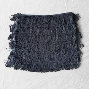 New York & Co black fringe mini skirt with elastic waistband